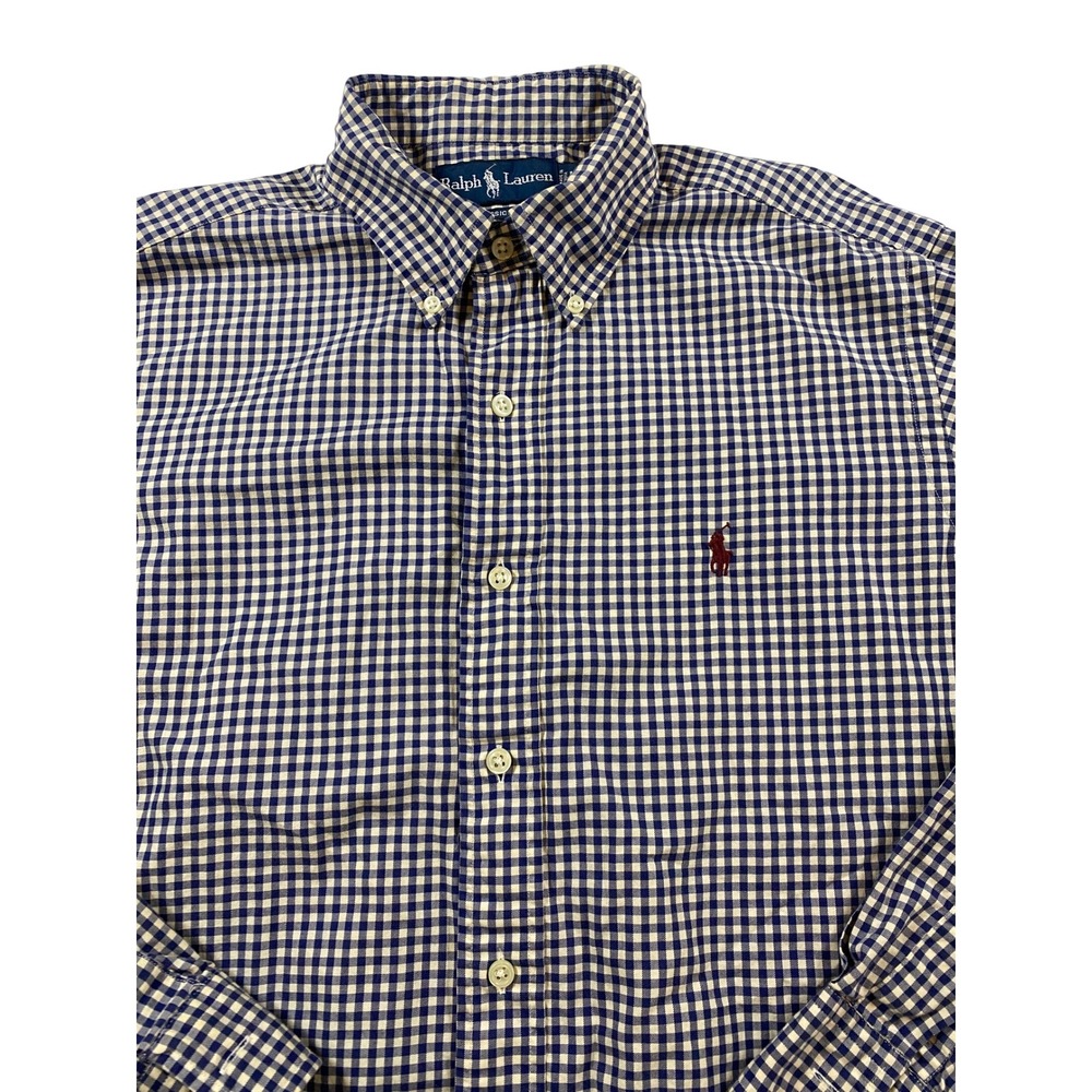 Ralph Lauren Men's Classic Fit Gingham Button Down Shirt Red Pony Logo Size M